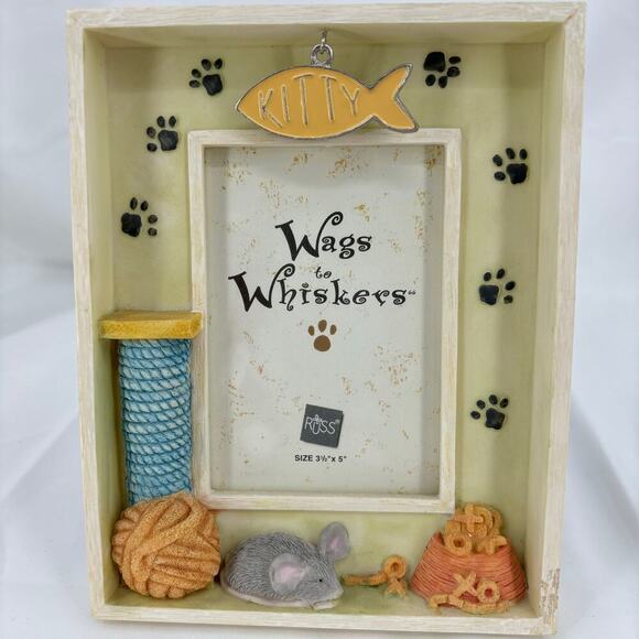 Russ Wags to Whiskers Cat Kitty Shadow Box Picture Frame For 3.5 x 5 Inch Photo - Picture 2 of 13